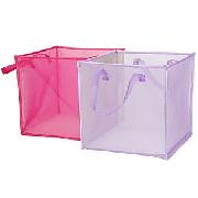 John Lewis Foldable Storage Boxes, Set of 2, Lilac and Pink