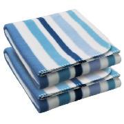 Kids' Blue Stripe Fleece Blanket Twinpack
