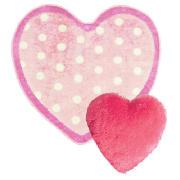 Kids' Faux Fur Heart Shaped Cushion, Pink and Polka Dot Heart Rug