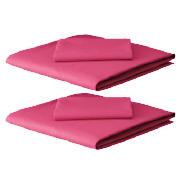 Kids' Fitted Single Sheet and Pillowcase Twinpack, Pink