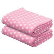 Kids' Pink Polka Dot Fleece Blanket Twinpack