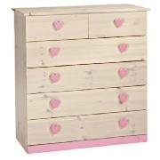 Lucy Hearts 4 + 2 Drawer Chest, White Wash