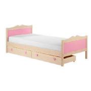 Lucy Hearts Single Bedstead, White Wash Pine
