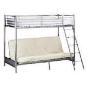 Metal Futon Bunk Bed Complete with 3ft Mattress and Futon Cushion